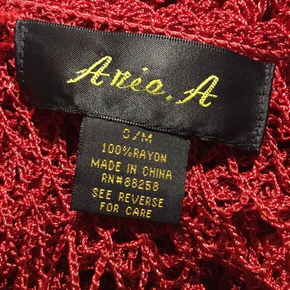 Unique ra-ra top red crocheted 3/4 sleeves layered top beach resort vaca S/M - Picture 7 of 7